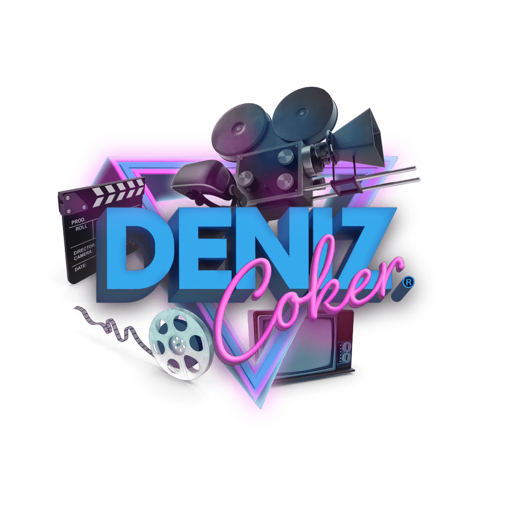 Deniz Coker ® Triangle logo with the words Deniz Coker and various devices floating around it.